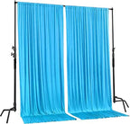 AK TRADING CO. 10 feet x 8 feet IFR Polyester Backdrop Drapes Curtains Panels with Rod Pockets - Wedding Ceremony Party Home Window Decorations - Turquoise - Image 2