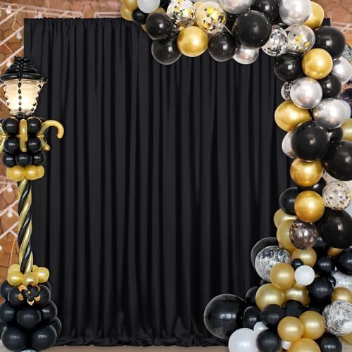 Black Backdrop Curtains 30ftx10ft Halloween Polyester Photo Drapes by SoarDream