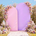 Mermaid Arch Backdrop Cover Sets of 2-7.2ft 6ft Two Tone Pink&Purple Arch Covers-Wrinkle Free Stretchy Spandex Fitted Chiara Pastel Arch Stand Cover for Birthday Unicorn Party Baby Shower Decor - Image 5