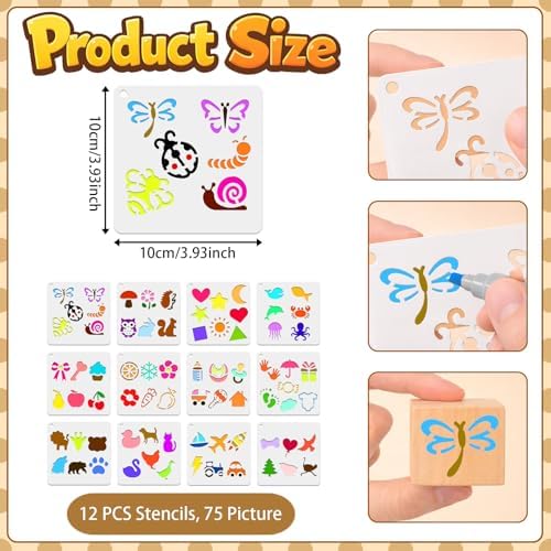 152PCS Baby Shower Blocks to Decorate Game Kit Includes 52 Wooden Blocks 24 Drawing Pen 1 Game Sign 75 Design Templates to Paint for Baby Shower Games Gender Reveal & Birthday Decorations - Image 4