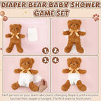 Seenelling 6 Sets Bear Diaper Changing Baby Shower Game Kit, Tan - Image 3