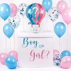28in Extra Large Gender Reveal Gift Box with Big Hot Air Foil Balloon and 12in Pink Blue Balloon Set Jumbo Giant Gift Box Decoration Kit with Boy or Girl Theme Stickers by VercanMonth
