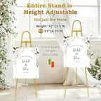 57"– 42" Height Adjustable Gold Easel Stand for Signs, Lockable at Any Height – 4 Hooks, 3 Display Modes, Easel with Design Templates – Ideal for Wedding Welcome Sign, Parties, Art & Retail Display - Image 3