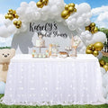 9FT Table Skirt for Baby Shower Tulle White Table Skirt with LED Wedding Birthday Party Table Decortaions by QueenDream