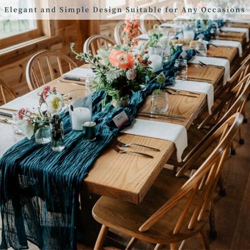 12 Pack Teal 10FT Cheesecloth Table Runner Rustic Gauze Cheese Cloth Table Runner for Wedding Bridal Baby Shower Table Decorations Boho Fabric Sheer Birthday Party Table Decor 20 x 120 Inch Long - Image 7