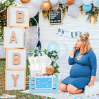 Barydat Wooden Baby Shower Crate Closet Baskets for Baby Shower, Blue - Image 5