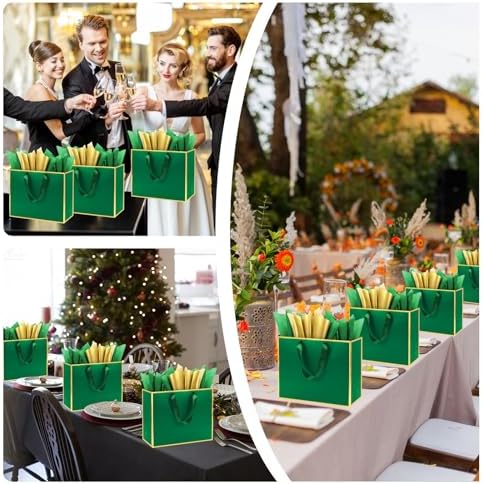 Addblu 24 Pack Green Large Gift Bags with Handles & 72 Tissue Papers - Image 4