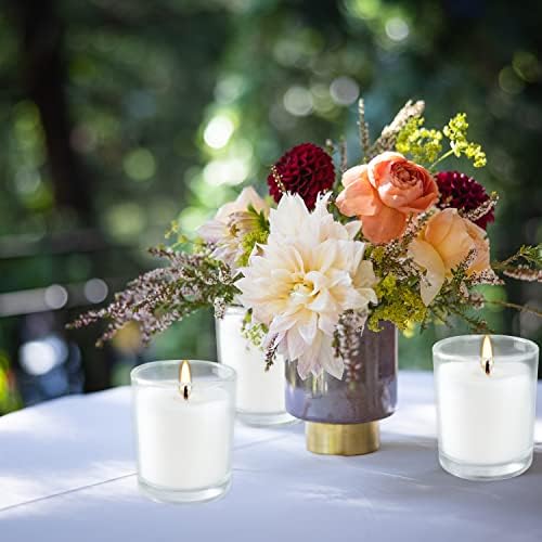 Set of 48 White Votive Candles,Unscented Candles Filled in Clear Glass,Ideal Gift for Weddings,Emergency Lighting,Aromatherapy,Holidays,Meditation,Parties - Image 3
