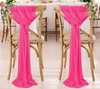 MDS Pack of 75 Chiffon Chair Sashes for Wedding & Event Décor - Hot Pink - Image 6