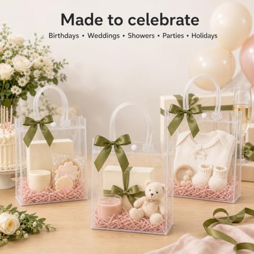 Dobafun Clear Gift Bags with Handles, 55 PCS Clear Goodie Bags with Ribbon - Image 3
