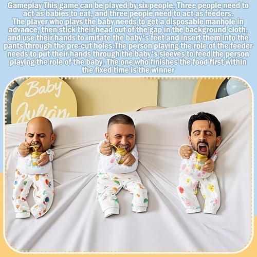 Chicingyou 7 Pcs Baby Shower Games Feed Me Baby Shower Games Decor Include 3 Funny Blind Feeding Costume 3 Bib 1 Bed Sheet for Gender Reveal Party Supplies Bridal Gender Reveal Game Party Favors - Image 2