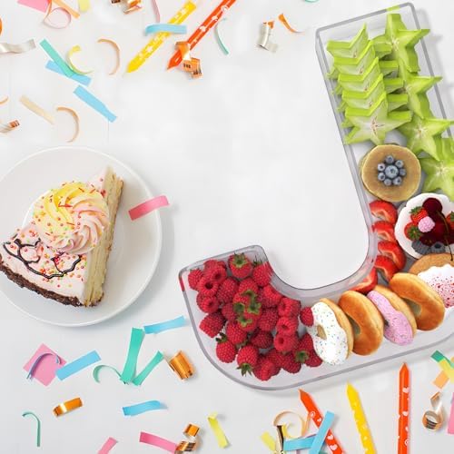 13.8" Extra Large Acrylic Letter Charcuterie Board Box, Reusable Fillable Letter Cake Candy Dish Display Serving Tray for Birthday Anniversary Party Decoration (J) - Image 4