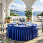 Royal Blue 4PCS Round Spandex Tablecloth for 5FT/60In Round Table, Stretchy Table Cloth with Skirt, Washable Fitted Tablecloth, Circle Wrinkle Free Table Cover for Wedding Party Banquet Event - Image 2