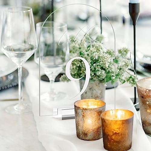 Clear Arch Table Numbers for Wedding, 5x7 Inch Arched Acrylic Table Numbers 1-15 with Stands, Clear Acrylic Arch Sign with Holder for Centerpiece, Reception, Wedding, Party, Event - Image 7