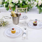 DaYammi 210PCS Silver Plastic Dinnerware Set for 30 Guests - Image 4