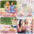 Geosar 200 Pcs Gingham Paper Food Tray with Wax Paper,Pink White - Image 7