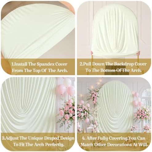 6.6FT Ivory Arch Backdrop Cover Wedding Draped Arch Cover, Stretchy Spandex Balloon Backdrop Arch Stand Covers for Wedding Ceremony, Baby Shower, Photography Birthday Party Decorations - Image 4