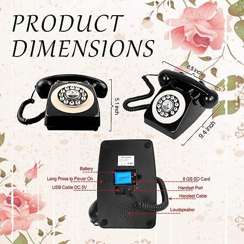Audio Guest Book Wedding Phone, Record Customized Audio Message with Guest Book Retro Phone Audio GuestBook for Wedding Birthday Party Confession Audio Message Voicemail(Black) - Image 5