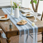 Artoid Mode 10-Pack Pearl Blue Gauze Table Runner 10FT Home Decor - Image 2