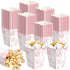 Gueevin 100 Pcs Pink Floral Popcorn Boxes with Scalloped for Party 5.5 x 10.5 x 7.5 cm Mini Paper Popcorn Containers Bulk for Wedding Movie Night Decorations Bridal Baby Shower Party Supplies by Gueevin