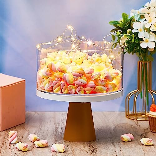 Sunnyray 2 Pcs Acrylic Cake Stands for Dessert Table Clear Fillable Cake Riser Cupcake Tier with LED Strings for Birthday Wedding Holiday Party Display(12'', 16'') - Image 5