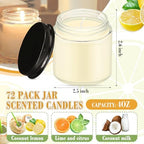 MTLEE 72 Pcs Mini Mason Jar Candles Favor Bulk, Lemon, Citrus, Coconut Milk - Image 2