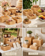 8 Pack Wooden Buffet Risers for Food Display, 8 Mini Sign - Image 7