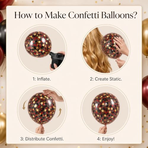 Hiins Balloon Column Kit Set of 2, Burgundy Black Gold Birthday Party Decor - Image 5