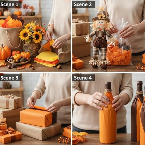 500 Sheets Orange Brown Tissue Paper 15x20 Inch for Thanksgiving Gift Bags - Image 2