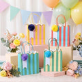 Gersoniel 24 Pcs Pastel Stripe Paper Gift Bags with Honeycomb Ball, Classic by Gersoniel