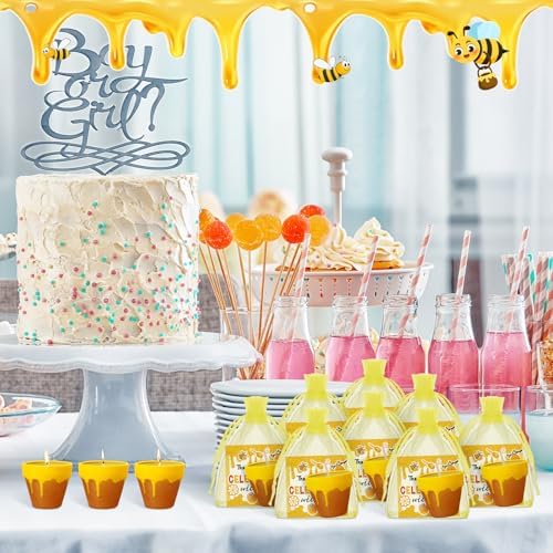 Conelist 48 Sets Bee Themed Candle Set for Baby Shower Party Favors Cute Honey Jar Candle with Thank You Tags Organza Bags Baby Shower Gifts for Guest Gender Reveal Party Decoration Gifts (Yellow) - Image 5