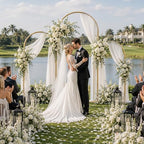 Metal Arch Backdrop Stand 3 Set (7.2FT+6.6FT+6FT), Gold Wedding Arch Frame - Image 3