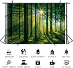 10x5ft Spring Backdrop Green Forest Scenery Photography Background Sunshine Trees Woodland Nature Landscape Wedding Banner Decorations Kids Birthday Baby Shower Portrait Photo Booth Prop - Image 5