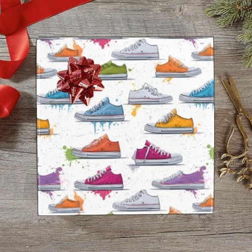 OTVEE 3 Rolls Birthday Wrapping Paper Roll - Colorful Sneakers Design Gift Wrapping Paper for Christmas, Bridal, Holiday, Party, Baby Shower - 58 x 22.8 inch - Image 4