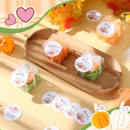 24 Sets Pumpkin Candles Baby Shower Favors Bulk, Orange,White, Pumpkin - Image 6