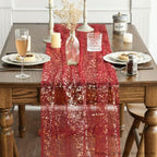 Artoid Mode Red Gold Gauze Table Runner 120 Inch 10Pcs, Glitter Metallic Foil Sheer Dining Wedding Anniversary Holiday Table Decor for Home Party - Image 2