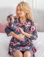Mommy and Me Robe and Swaddle Set | Maternity Robe Matching Baby Girl, Boy - Image 4