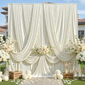 30ft×12ft Wrinkle Free Ivory Backdrop Curtain for Wedding Parties, 6 Panels 5×12ft Long Soft Silky Polyester Backdrop Drapes Cream Photo Back Drop Curtains for Party Photography Background Cloth by ENJOYYOURPARTY