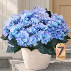 Upgraded 7-Head Hydrangea Artificial Flowers for Outdoor, UV Resistant by ECCELSO