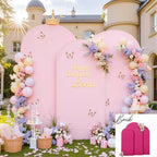 Light Pink and Hot Pink Arch Cover 4FT 5FT 6FT Party Party Arch Covers Stretchy Backdrop Set of 3 - Image 3