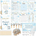 Funnymoom 426 Pcs Blue Elephant Baby Shower Games Set, 8 Activities by Funnymoom