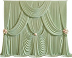 10ft x 10ft Sage Green Backdrop Curtains, 2 Panels Sage Drapes for Backdrop - Image 4