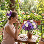 Geosar 8 Bundles Artificial Peonies Flowers,Mixed Purple, White - Image 6