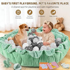 5-in-1 Baby Activity Gym & Play Mat with 6 Hanging Toys, Tummy Time Mat & Cards - Extra Large, Reversible Machine Washable Pad - Gift for Newborns, Infants 0-12 Months, Sage Green - Image 6