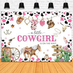 Cowgirl Baby Shower Backdrop 8x6ft Western Wild West Baby Shower Party Decorations Background A Little Cowgirl is On The Way Banner Photo Booth Props - Image 4