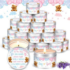 MTLEE Gender Reveal Bear 24 Pcs Baby Shower Party Favors Candles Lavender Scented Baby Shower Favors for Guests Rustic Tealights Candles Gender Reveal Return Gifts(Blue and Pink, 1.2 oz) by CelebrateEveryMoment