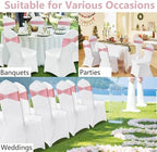 Dusty Pink Chair Sashes 50 Pack Spandex Pink Sashes for Chairs Covers Universal Stretch Chair Sashes Band with Heart Buckle Slider for Wedding Banquet Party Decorations - Image 7