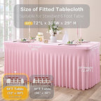 6pk Spandex Tablecloths for 6 Foot Rectangle Tables, Pink Fitted Table Cloths 6ft Stretchy Tablecovers Desk Skirt for Parties Weddings Birthday Banquet Baby Shower - Image 6