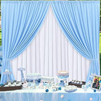 gogoparti 10x10ft Baby Blue and White Backdrop Curtains Panels for Parties Wedding Baby Shower Birthday Party Photography Background, Wrinkle Free Polyester Backdrop Curtains Drapes 4 Panel 2.5x10ft - Image 6