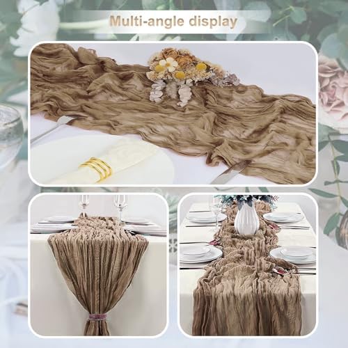 6 Pack Khaki Cheesecloth Table Runner 35x120 Inch 10Ft Rustic Gauze Cheese Cloth Table Runner Sheer Cheesecloth Table Runners for Wedding Party Bridal Shower Decoration - Image 6